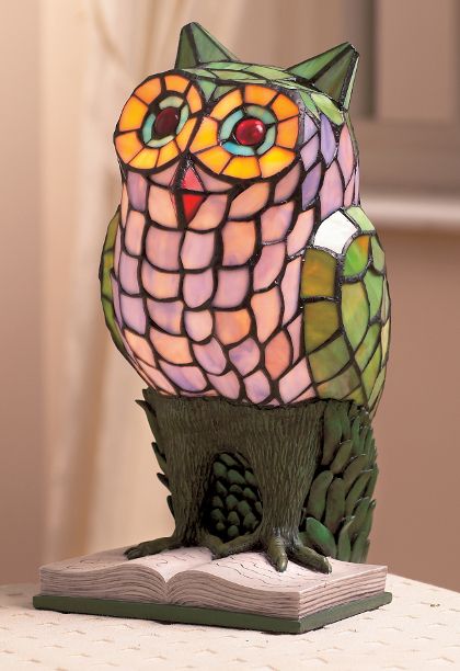 Details about Large Owl Animal Tiffany Table Lamp Light Lighting OWL3