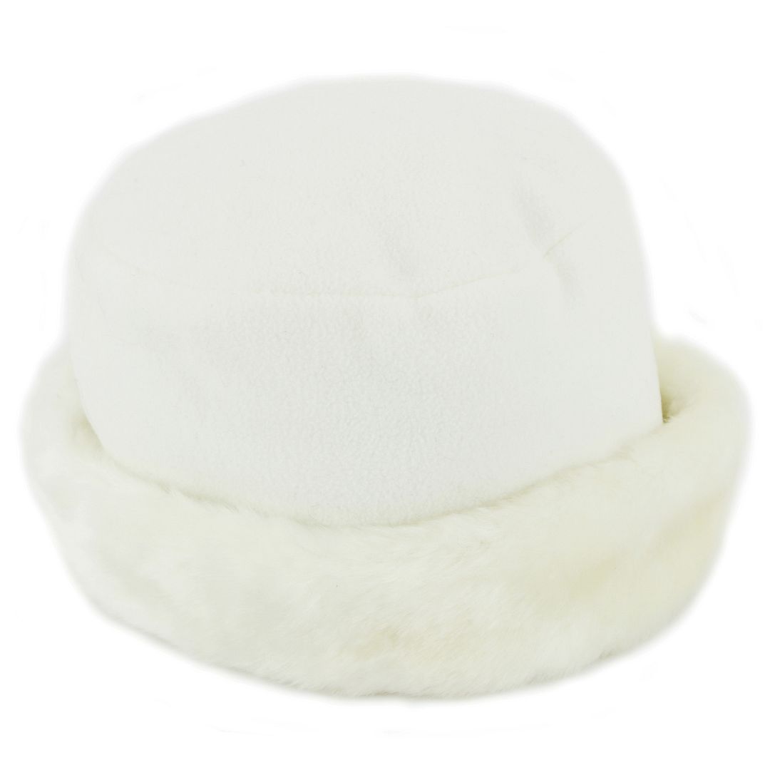Ladies Fleece Hat Faux Fur Trim Hawkins Womens Winter Warm Ski BLACK WHITE