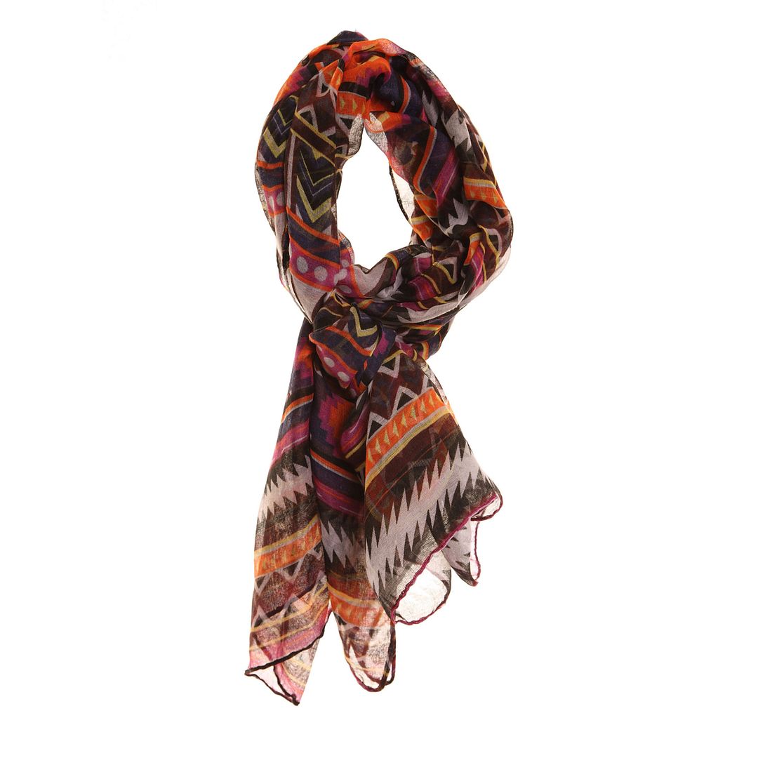 Scarf Shawl Wrap Hawkins Large Big Stole AZTEC PRINT Women BROWN RED