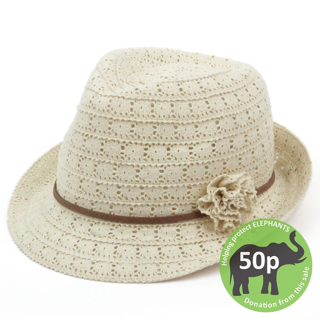 Ladies Trilby Hat Lace Flower Band Fedora Cap Womens CREAM WHITE Sun eBay