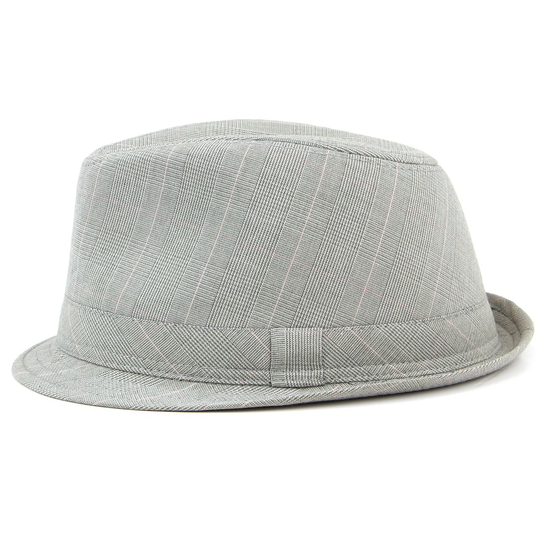 Vérifiez tweed trilby hat fedora marron gris nouveau pays hommes femmes cap à ras bord bande