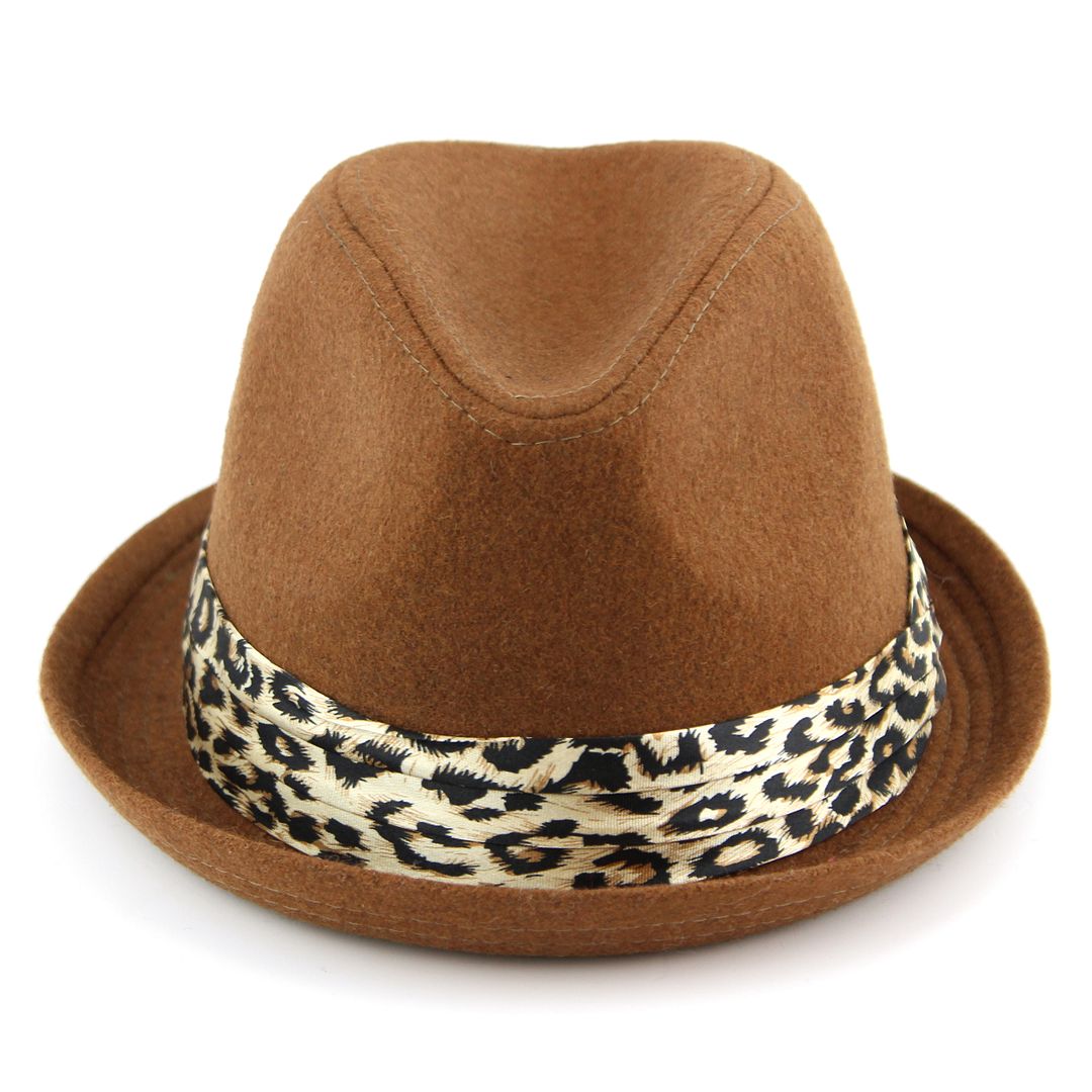 Trilby Hat Womens Hawkins Leopard Print Band BLACK GREY BROWN Fedora