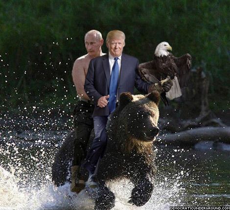 Image result for trump with putin on bear