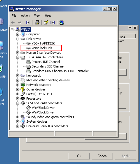 New WinVblock disk in Device Manager