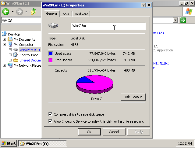 Disk space cost after NTFS compression