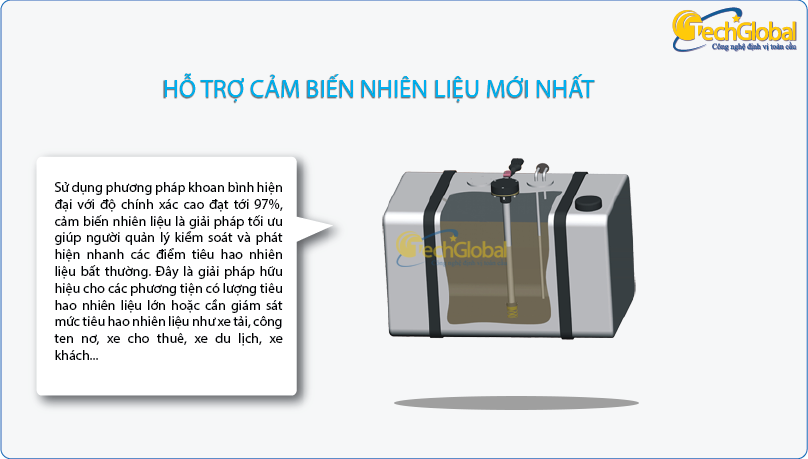 Cảm biến đo nhiên liệu xe tải được tích hợp với thiết bị giám sát hành trình TG007 mang lại độ chính xác lên đến 98%