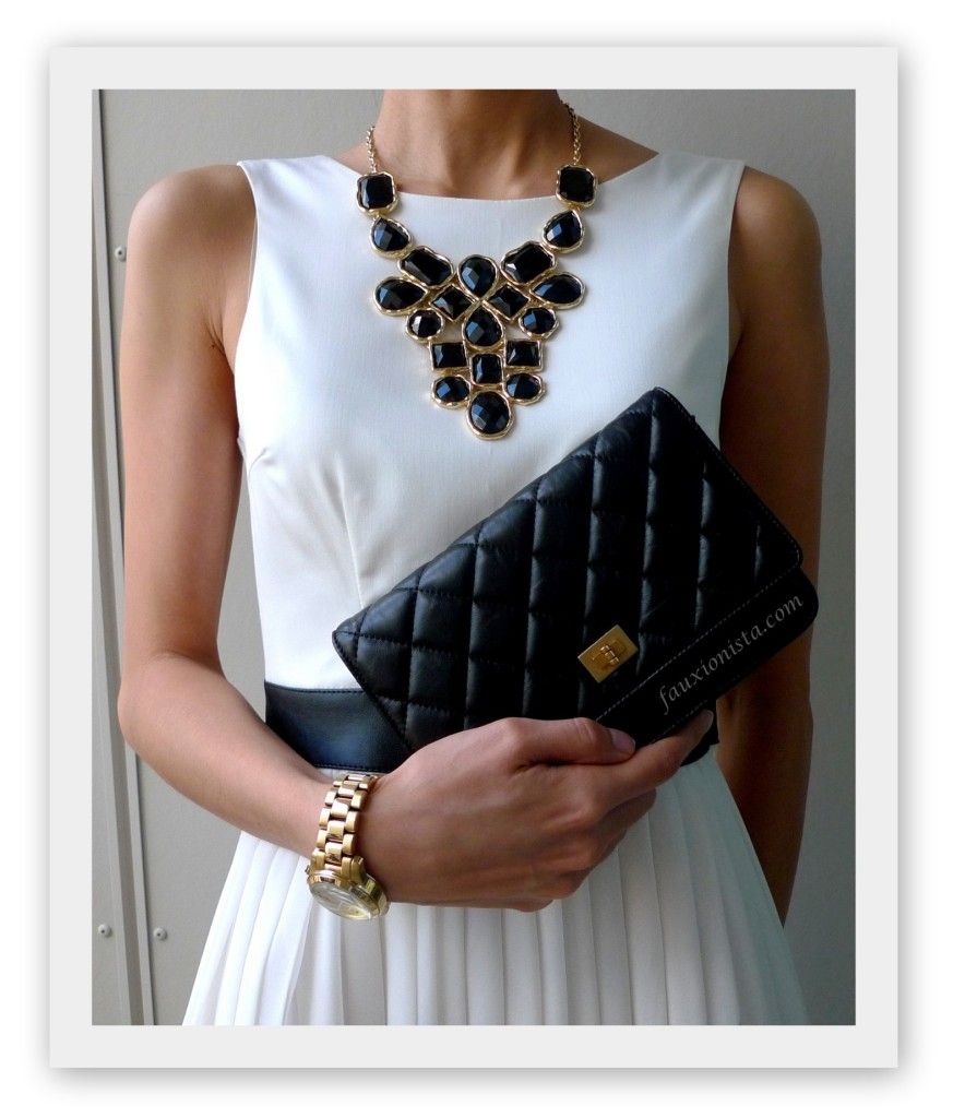 Adia Kibur Black Stone Bib Statement Necklace, Michael Kors MK5384, Chanel Reissue Wallet on Chain WOC, black, gold, accessories Adia Kibur Black Stone Bib Statement Necklace, Michael Kors MK5384, Chanel Reissue Wallet on Chain WOC, black, gold, accessories