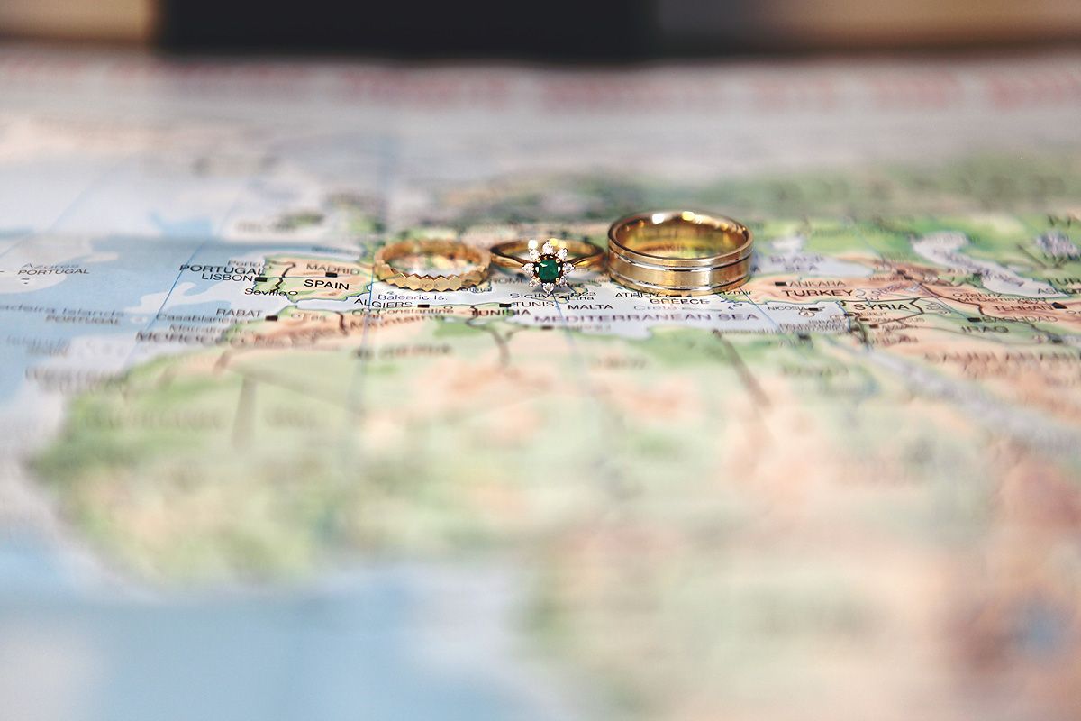 Wedding bands and unique engagement ring