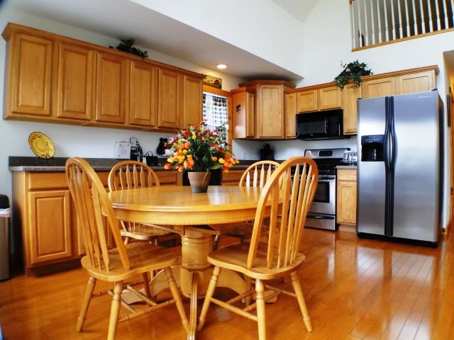 Nice kitchen with oak cabinets is open to the living room and deck, Bald Head the Realtor, Trimont Mountain Estates Homes for Sale