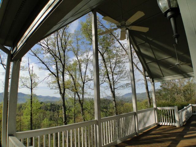 The gorgeous covered deck overlooks the stunning long-range mountain views, Mountain Homes for Sale in Franklin NC