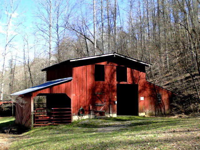 Beautiful red barn for horses or other livestock, Franklin NC Farm for Sale, Homes with acreage in Franklin NC