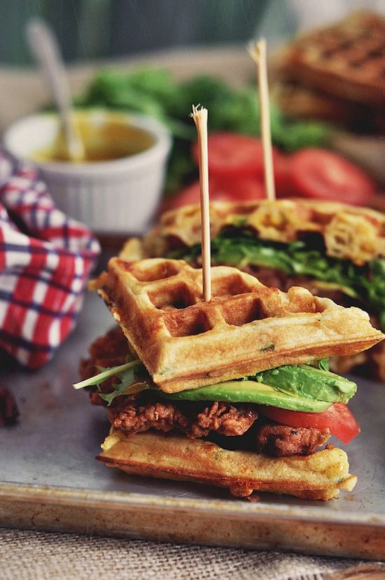 Etc Inspiration Blog Fried Chicken And Waffle Sandwiches Via The Candid Appetite Close Up Cheese Green Onion Waffle Batter 2 photo Etc-Inspiration-Blog-Fried-Chicken-And-Waffle-Sandwiches-Via-The-Candid-Appetite-Close-Up-2.jpg