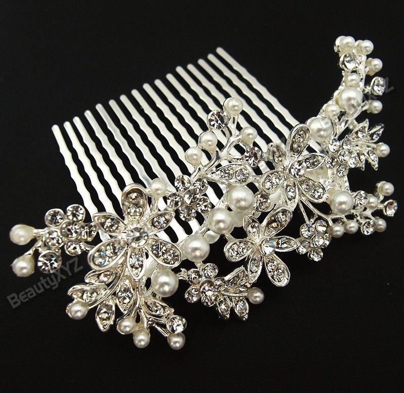 beautiful elegant wedding bridal hair comb pearl and crystal 222 eBay
